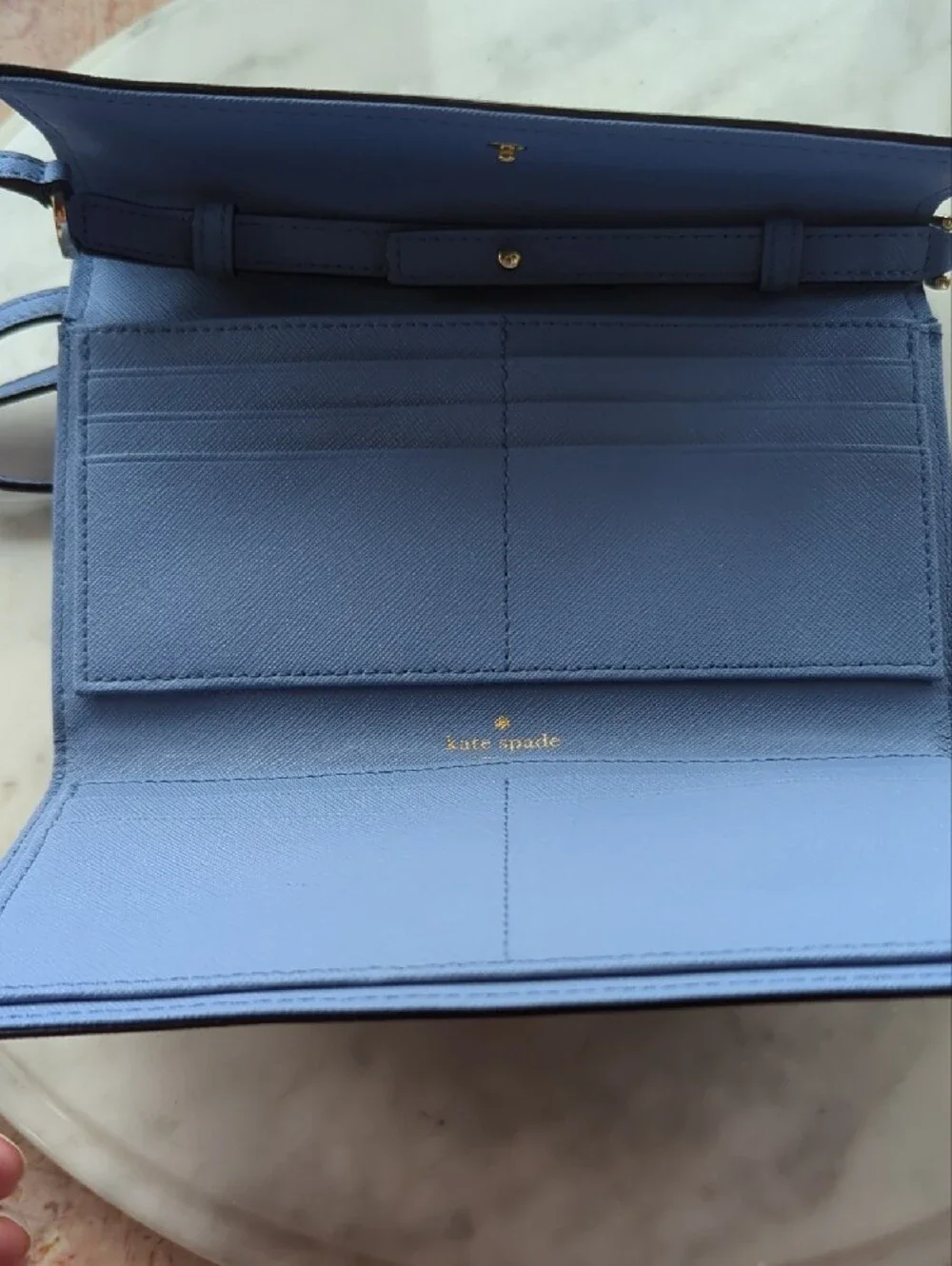 kate spade Blue Saffiano Leather Continental Wallet